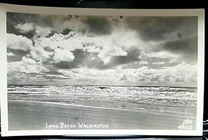 Vintage Real Photo Postcard RPPC Long Beach WA Ellis Landscape Ocean Clouds - Picture 1 of 2