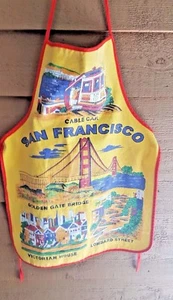 SAN FRANCISCO APRON COTTON CANVAS MULTI-COLOR CABLE CAR GOLDEN GATE BRIDGE NICE - Picture 1 of 4