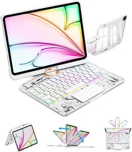 ✨Keyboard Case for iPad Air (M2/M3) & Pro 11-inch - 360° Rotating, Transparent ✨ - Picture 1 of 7