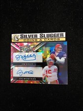 2023 Jim Kelly/ Joe Montana Leaf Exotic Dual Auto Rainbow Cracked Ice #1/1 #DA-8