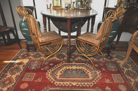 Pair of Mathieu Mategot Style 1950's Vintage Gilt Iron Garden Chairs Curule Base Cover