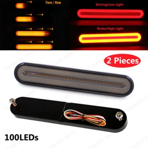 Pair 100LED Halo Neon Flowing Reverse Brake Stop Turn Signal Tail Light Trailer - Picture 1 of 12