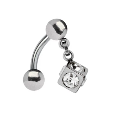 Intimo Piercing Ombelico Gioiello Banana 1,2mm + 5mm Dadi Pendente Con Zirconi - Immagine 1 di 2