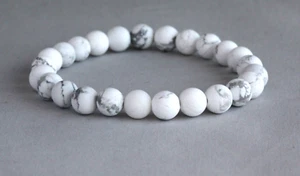 MATTE FROSTED HOWLITE 8MM ROUND BRACELET ~ 7.25" 18.5CM - Picture 1 of 1