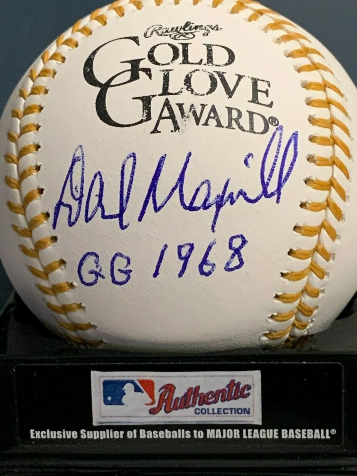 GUANTE DE ORO FIRMADO POR DAL MAXVILL ST. LOUIS CARDINALS 1968 OML BÉISBOL Foto 1 de 1
