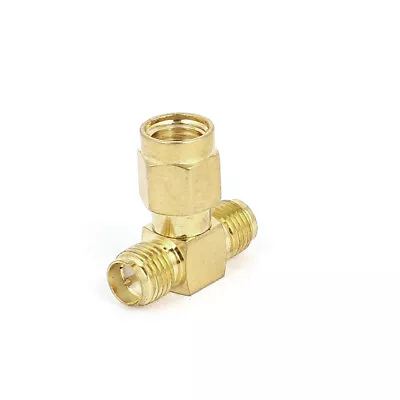 UXCELL Gold Ton gerade SMA weiblich zu zwei SMA männlich RF Coax T-Stück Metall