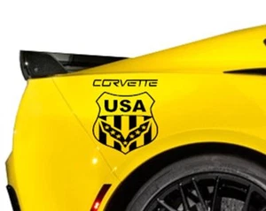 USA FLAG SHIELD 8"x9" vinyl Decals (Fits Chevy Corvette C1 C2 C3 C4 C5 C6 C7 C8) - Picture 1 of 23