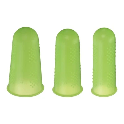 9Pcs Rubber Fingers Tips Finger Protectors Silicone Thimble 3 Sizes Green - Image 1 of 4