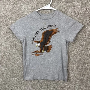 Harley Davidson Kids T Shirt Ride Like The Wind Size Small Gray - Picture 1 of 6