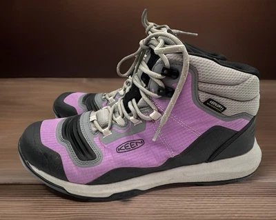 Женские туристические ботинки KEEN 10 W Tempo Flex легкие водонепроницаемые средние серые/фиолетовые - Изображение 1 из 4
