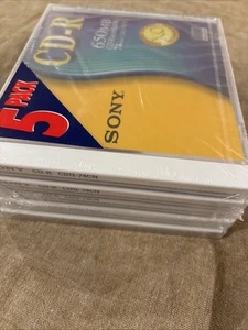 5 Pack Sony CD-R Recordable CD 650 MB 74 Minutes Compact Discs Sealed - Afbeelding 1 van 4