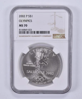 2002-P Winter Olympics Commemorative Dollar MS70 NGC Brown Label *7367 - Image 1 of 4
