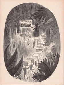 1955 The New Yorker Cartoon Original Art Dangerous Tribes Ahead Vintage - Picture 1 of 1