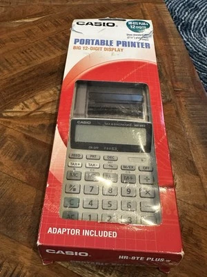 Casio HR-8TE Plus-W 12-Digit Display Portable Printer AD-A60024 Adding Machine - Image 1 of 3