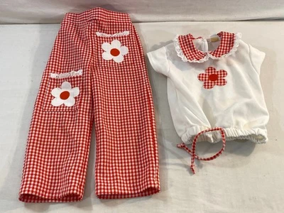 复古 Carter's Girls 格子雏菊花套装红色白色格子口音尺寸 3T — 第 1/4 张图片