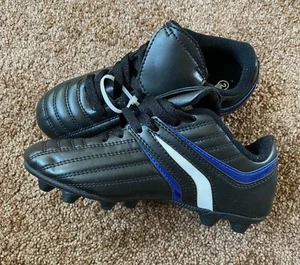 High Five Kids Soccer Cleats, Black/White/Blue Size 2 - Picture 1 of 4