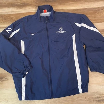 耐克 Virginia Wesleyan 长曲棍球海军蓝全拉链田径夹克男式 L — 第 1/4 张图片