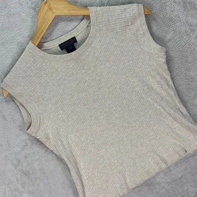 Camiseta Feminina Vintage Ralph Lauren Bebê Bege Algodão com nervuras Tamanho M Estilo Y2K Preppy - Imagem 1 de 4