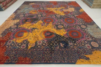 11'9"x14'4" Navy Blue Mamluk Turkish Hand Knotted Rug - Image 1 of 4