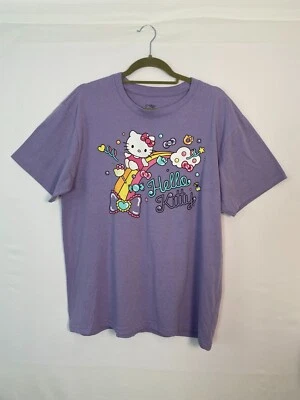 Sanrio Hello Kitty Sugar Rush Candy Rainbow Size XL Lilac T-Shirt - Image 1 of 4