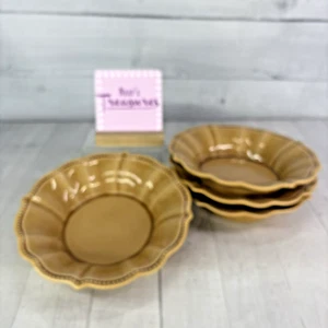 The Pioneer Woman PAIGE AMBER CRACKLE Beaded Edge 8.5" Soup Cereal Bowls Set 4 - Picture 1 of 19