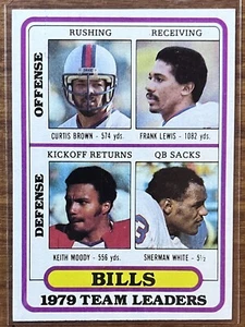 1980 Topps Bills Leaders - #264 Curtis Brown, Frank Lewis, Sherman White (RC) - Bild 1 von 2
