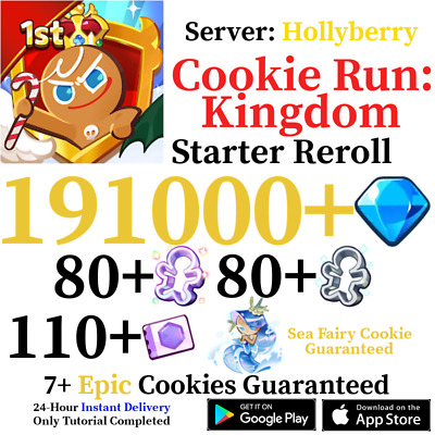 [GLOBAL/Hollyberry] 191,000+ Gems Cookie Run: Kingdom Starter Reroll • 24.99€