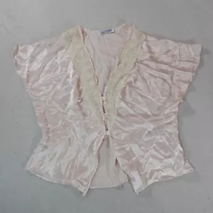 Vintage Lily Of France Shirt Medium Sleepwear Pink Silk Lace Pajama Top Frilly - Picture 1 of 15