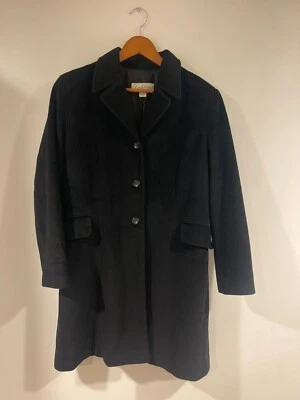 Женское пальто Calvin Klein Цвет черный Ангора Шерстяная смесь Размер 12 Длинные пуговицы Передние застежки - Изображение 1 из 4