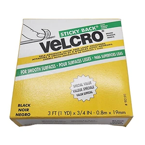 Schwarz Klettverschluss selbstklebendes Rückenband Klettverschluss 3/4" x 3 Fuß Rolle - Bild 1 von 4