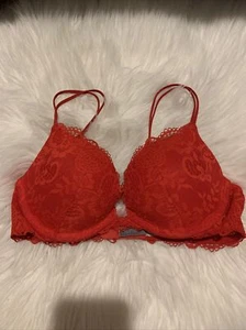 Sujetador push up victoria secret muy sexy 34B rojo caliente patrón floral como nuevo  - Imagen 1 de 12
