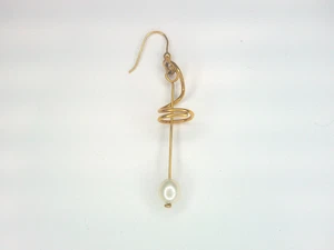 SINGLE 2.3" Gold Finish Swirl Drop Dangle Earring - Picture 1 of 5