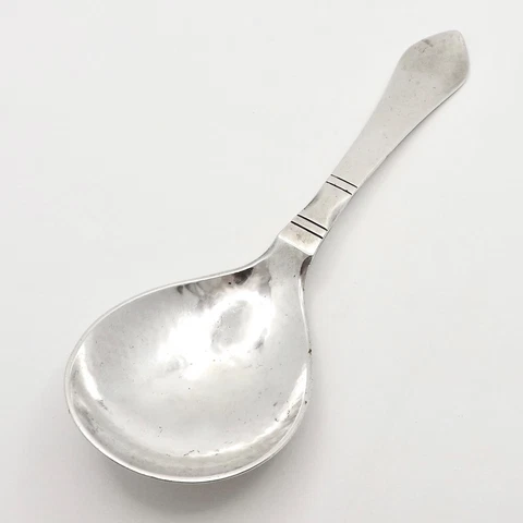 Continental Georg Jensen Sterling Silver Compote Gumbo Soup Serving Spoon 7in Cover