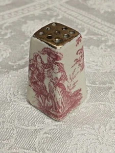 Vintage French Country Red Toile Individual Salt Shakers Ceramic, 1 5/8" Tall - Bild 1 von 8