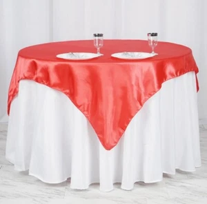 19 60x60 in. Square Satin Overlay Coral Wedding Party Catering Sale - Picture 1 of 2