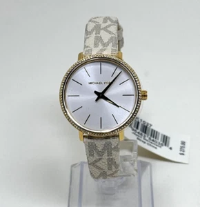 Michael Kors MK1037 Women's Gold Tone Watch Bracelet Set Sterling Silver Crystal - Picture 1 of 6