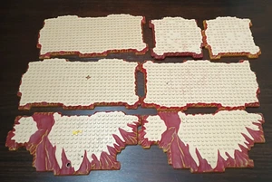 Mega Blok's Raised Wood/Tan Baseplates Lot 7 Pieces Total Krystal Wars Fire/Ice - Picture 1 of 4