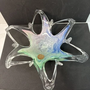 Ciotola stella marina vetro arte arcobaleno Murano Italia vintage soffiato a mano tirata astratta - Foto 1 di 9