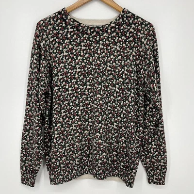 Volcom Sweater Women's Size L Multicolor Floral Print Crew Neck Viscose Blend - Image 1 of 4