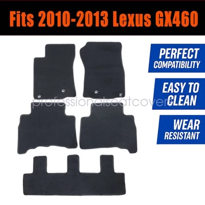 Front & Rear Floor Mats Carpet Waterproof Black Velour For 2010-2013 Lexus GX460 - Imagem 1 de 4