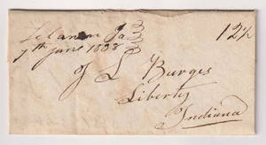 E4834: 1838 Lebanon, Ind Manuscript Cover, Letter - Picture 1 of 2