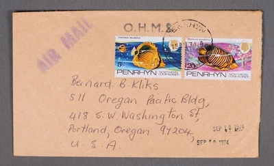 Mayfair Stamps Penrhyn 1974 OHMS peces doble a Portland o cubierta aau_83311 Foto 1 de 2