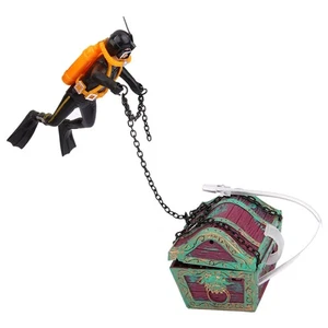 Air Driven Frogman Treasure Diver Decor Aquarium Ornament Fish Tank Decoration - Picture 1 of 18