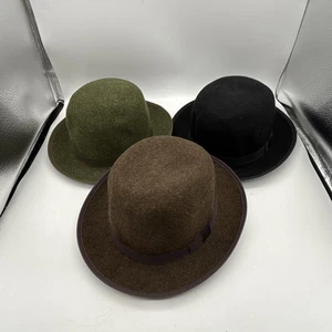 3 Stück Vintage 80er 90er Esprit Damen Wollfilz Hüte grün braun schwarz - Bild 1 von 6