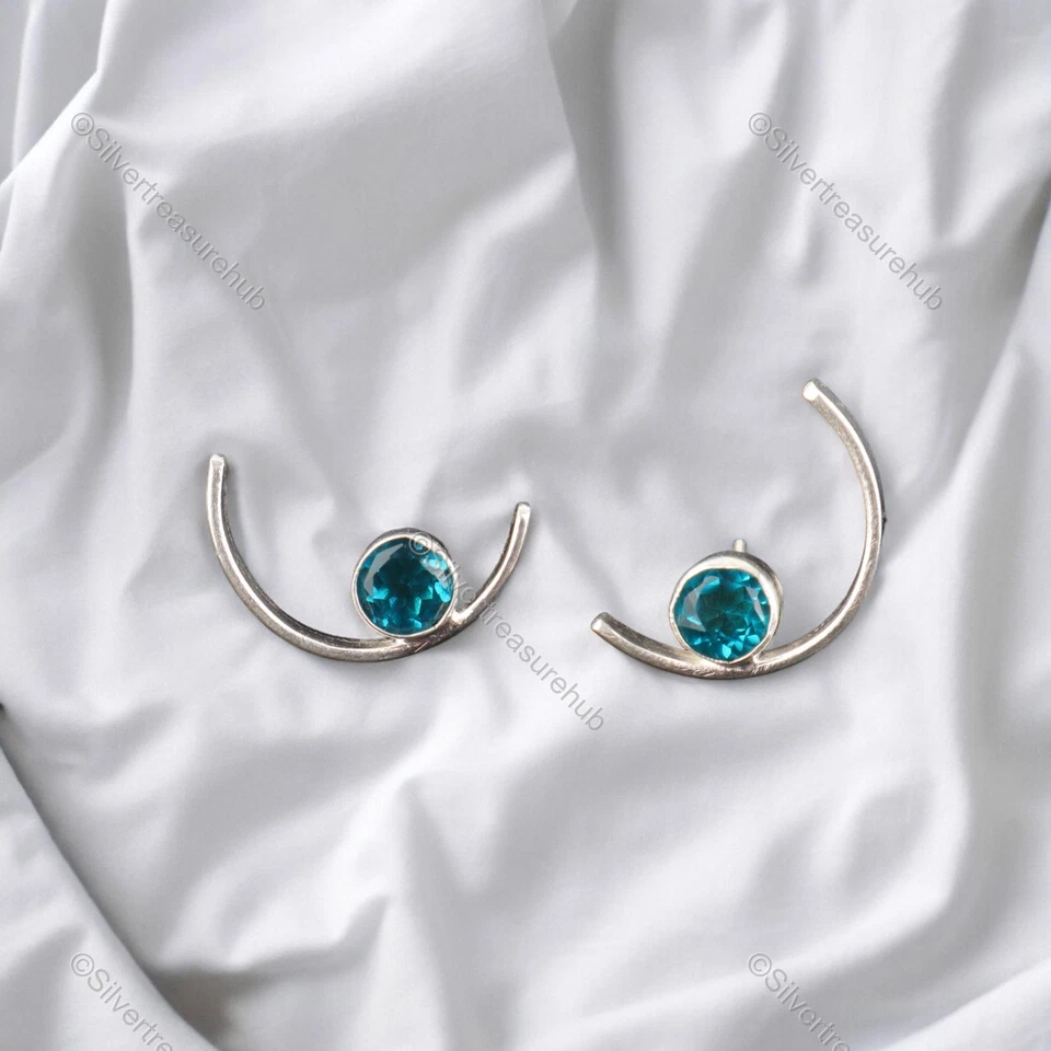 喉轮圆形磷灰石纯银通道套装耳环首饰 — 第 1/4 张图片