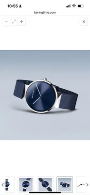 Синие и серебряные часы унисекс BERING из нержавеющей стали. Отличная цена. Новый с Ярлыками - Изображение 1 из 4