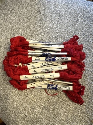Vintage Bucilla Six Strand Embroidery Floss Lot of  32 Red 2042  NEW - Image 1 of 4