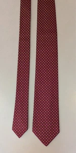 Corbata de seda Charvet rojo borgoña con diamantes tejidos dorados y verdes 3,5 x 57" - Imagen 1 de 9