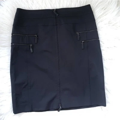 Escada Black Skirt Two Way Zipper Edgy Pockets A-Linen Nylon Women 38 US 8 - Image 1 of 4