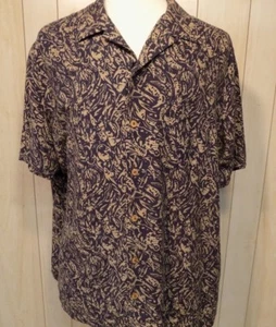 Caribbean Pure Silk Men's Hawaiian Camp Shirt Size XL Aloha Blue Tan  - Picture 1 of 5
